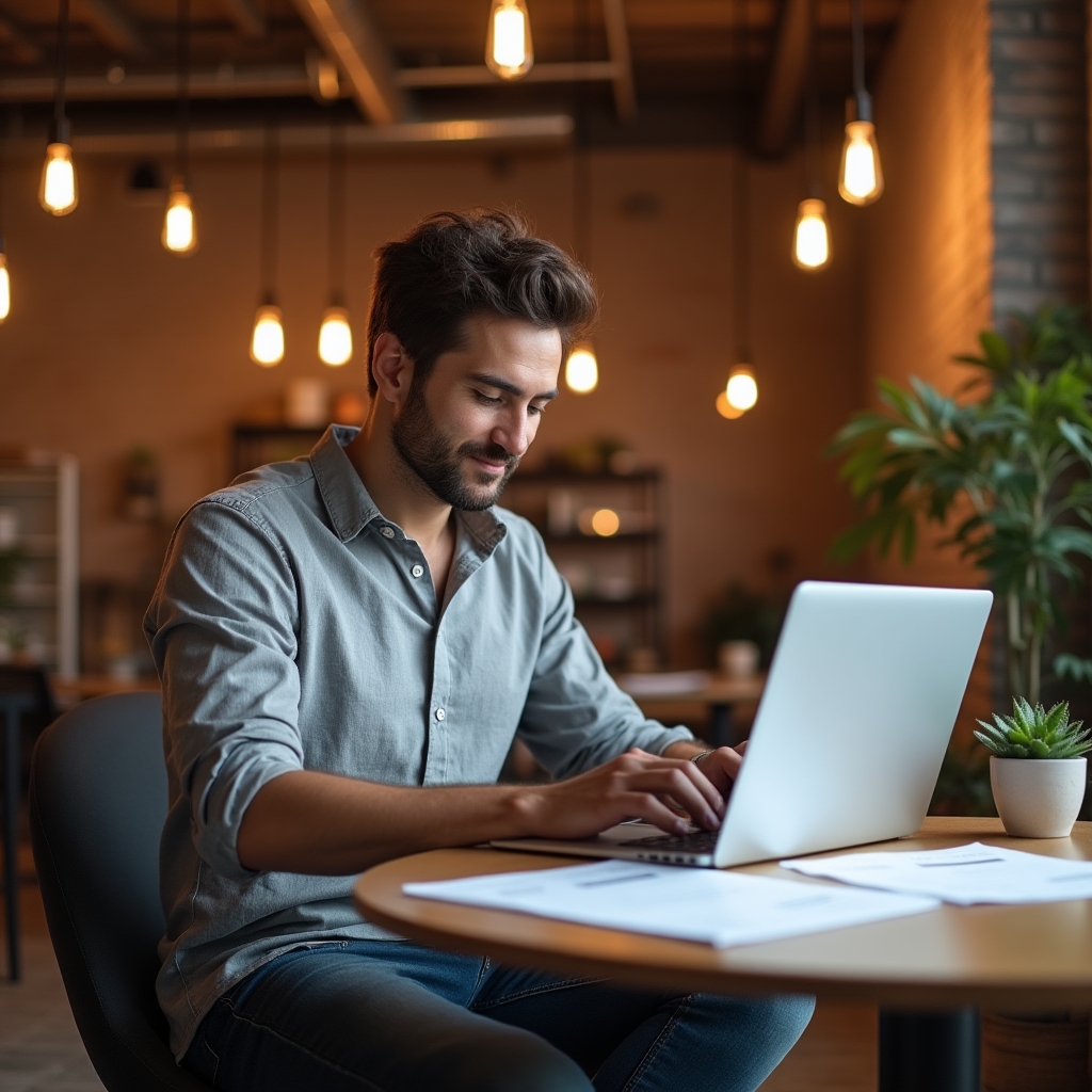 Freelancer pracující na notebooku